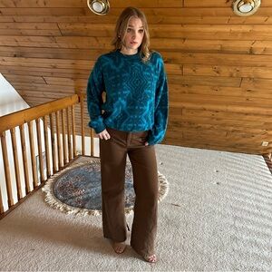 Retro funky teal grandpa sweater